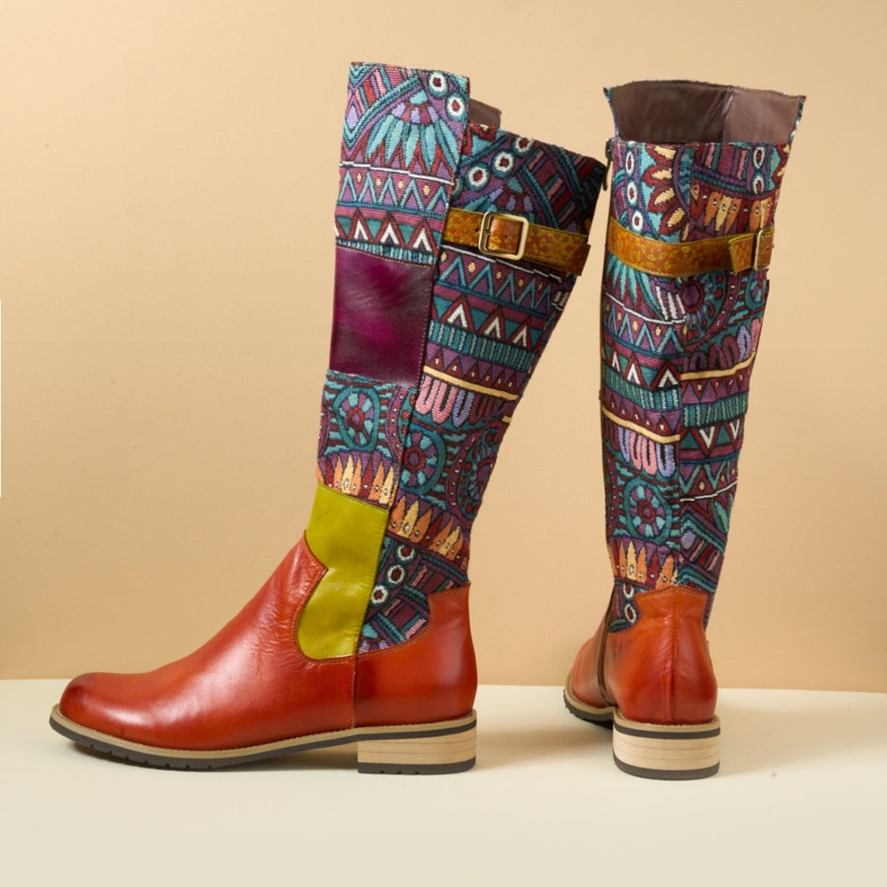 Vibrant Multicolor Over the Knee Boots
